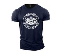 GYMTIER Unleash The Beast Men's Gym T-Shirt Bodybuilding Training Workout Lifting Top Clothing, Navy, L