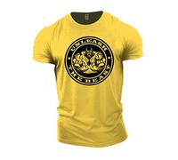 GYMTIER Unleash The Beast Men's Gym T-Shirt Bodybuilding Training Workout Lifting Top Clothing, Yellow, XL