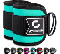 Gymwise Ankle Straps for Cable Machines - Perfect for Kickbacks, Glute & Lower Body Workouts - Adjustable Neoprene Padded Gym Cuffs (Cyan - Pair)