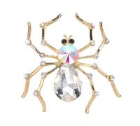 Gyn&Joy Halloween Iridescent Ab Rhinestones Crystal Stone Belly Large Spider Insect Brooch Pin