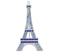 Gyn&Joy Silvery Tone Synthetic Sapphire Blue Rhinestones Paris Eiffel Tower Pin Brooch