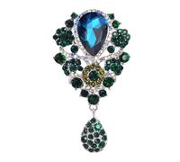 Gyn&Joy Women's Austrian Crystal Bouquet Flower Teardrop Large Gorgeous Brooch Pin, 2.95inch, Metal, crystal rhinestone