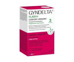 Gyndelta Flash+ Feminine Comfort Urinary 6 Sachets | 3 Day Cure | D-Mannose, Cranberry 72mg PACs & Orthosiphon | Diluting Powder Red Fruit Flavour | from the First Signs | Made in France