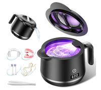 GYNHD Ultrasonic Retainer Cleaner Machine - 45kHz Ultrasonic Cleaner - 200ML Mouth Guard & Denture Cleaner Pod & Jewelry - 5 Modes with Digital Timer - Upgrade Water Bottle Design