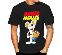 GYOCWNL Danger Mouse - TV Shows T Shirt Danger Mouse UK England Heroe Cartoons tv Series Retro Grunge Eighties 80s Black