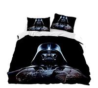 GYORI War Star Bed Linen Set, Pillowcase 80 x 80 cm, Darth Vader Duvet Cover 135 x 200 cm, Fitted Sheet Anime Decoration Gifts for Boys (B, 220 x 240 + 75 x 50 cm)