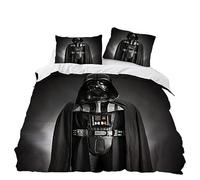 GYORI War Star Bed Linen Set, Pillowcase 80 x 80 cm, Darth Vader Duvet Cover 135 x 200 cm, Fitted Sheet Anime Decoration Gifts for Boys (A, 200 x 200 + 80 x 80 cm)