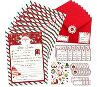 gyoyede 12 Set Letter to Santa Kit - Christmas Official Letter to Santa Writing Kit with 5x7''Fill in The Blank Cards,Stickers,Red Envelopes,Seals,Address Labels for Christmas List Ideas