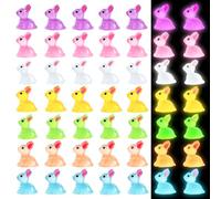 gyoyede 120pcs Easter Bunnies,Mini Luminous Resin Bunny, 7 Colors Mini Resin Animals Tiny Rabbit Glow in The Dark for Easter Egg Fillers Party Favors Fairy Garden Micro Landscape Dollhouse Decor