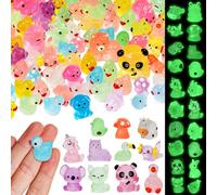 gyoyede 150pcs Luminous Mini Resin Animals,30 Styles Tiny Resin Animals Glow in The Dark Plastic Animal Figures Bulk,Mini Animal Figurines for Fairy Garden Micro Landscape Aquarium Dollhouse Decor