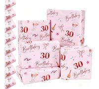 GYOYEDE 8 Sheets 30th Birthday Wrapping Paper,70x50cm Rose Gold Pink Gift Wrap 30th Birthday Gifts for Women, Eco-Friendly Birthday Gift Wrapping Paper for Birthday Parties Decorations.