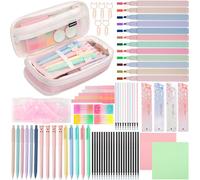 gyoyede 82pcs Aesthetic School Supplies Stationery Set with Pencil Case,Pastel Highlighters Gel Pens Mechanical Pencils 0.5 & 0.7mm,Essentials Stationary Set for Students Back to School Supplies