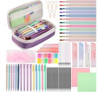 gyoyede 82pcs Aesthetic School Supplies Stationery Set with Pencil Case,Pastel Highlighters Gel Pens Mechanical Pencils,Essentials Stationary Set for Students Back to School Supplies（Purple）