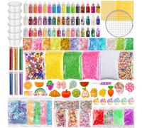 gyoyede DIY Slime Making Kit Supplies, 160 Pack Slime Kit Mix Ins Accessories Slime Add Ins Foam Glitter Charm Bulk Fishbowl Beads Containers for Making Coloring and Party Decorations