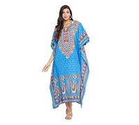 Gypsie Blu Ladies Kaftan Kimono Maxi Style Dress Plus Size Caftan Long Swimsuit Cover up Beach Dress for Women, Bright Blue, One Size Plus