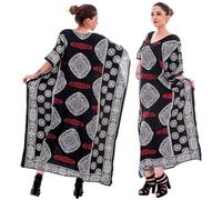 Gypsie Blu One Size Kaftans Women Polyester Long Maxi Dress Kimono Style Caftans Summer Casual Nightdress for Ladies - Black - One Size More