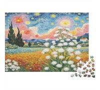 Gypsophila Paper White Daisies in Starry Field Jigsaw Puzzle Set for Adults Educational Gift Relaxing Activity 52x38cm/1000pcs