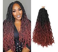 Gypsy Goddess Faux Locs Crochet Hair 3 Tone Curly Wavy Twist Soft Pre-Looped Synthetic Braids Dreadlocks Extensions for Black Women(C4,18 in(6Pack))