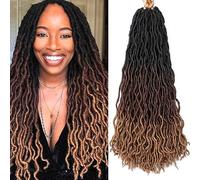 Gypsy Goddess Faux Locs Crochet Hair 3 Tone Curly Wavy Twist Soft Pre-Looped Synthetic Braids Dreadlocks Extensions for Black Women(C1,18 in(6Pack))