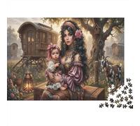 Gypsy Mother Daughter Premium 1000 Pieces Thick Cardboard Puzzle Nomadic Life Kids 12+ Teenagers Idea Indoor Activity 38x26cm/1000pcs