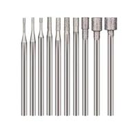 GYQIZSS 10 Pcs Hollow Cup Shape Diamond Burr Set, 3/32 Inch Shank Stone Carving Bits for Rotary Tools