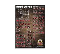 GYQYJPFZM Beef Cuts Butcher Chart Poster - Premium Steak Guide with Cooking Tips, Vintage Style Kitchen Wall-Art Canvas Print (Unframed,08x12inch(20x30cm))