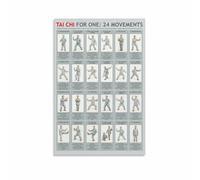 GYQYJPFZM Chinese Martial Art 24 Tai Chi Forms Educational Canvas Wall-Art Print for Home Decor Study Fitness Practice Poster(Unframed,12x18inch(30x45cm))