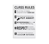 GYQYJPFZM Educational Posters for Classroom, Rules Expectations Set Middle School High School, Laminated Teacher Supplies, Growth Mindset Wall Decor (Framed,08x12inch(20x30cm))