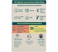GYQYJPFZM Gastrointestinal Illness Poster Norovirus Infection Symptoms Chart Canvas Print for Clinic Decor Staff Training Break Room(Framed,16x24inch(40x60cm))