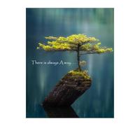 GYQYJPFZM Perseverance Quote Wall-Art - Bonsai Tree There Is Always a Way Poster, Inspirational Zen Decor for Home Office & Study(Framed,12x18inch(30x45cm))