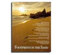 GYQYJPFZM Picture Decor Footprints in The Sand Poem Posters Canvas Print Modern Home Decor Wall-Art for Living Room Bedroom(Framed,16x24inch(40x60cm))