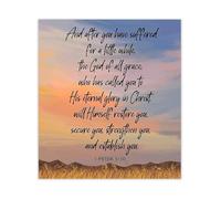GYQYJPFZM Religious Bible Verse Wall Decor 1 Peter 5 10 God of All Grace Who Has Called Inspirational Print for Home(Framed,16x24inch(40x60cm))
