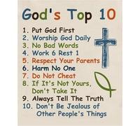 GYQYJPFZM Religious Education Poster for Ten Commandments Bible Verses Wall-Art Christian Decor for Childrens Room Bedroom Living Room(Unframed,16x24inch(40x60cm))