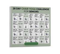 GYQYJPFZM Senior-Friendly Chair Yoga - 28 Day Guided Chart for Home Practice, Educational Canvas Wall-Art with Gentle Poses(Unframed,08x12inch(20x30cm))