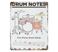GYQYJPFZM Vintage Drum Notes Chart Basic Beats Sheet Music Tin Metal Sign for Drummers Music Room Garage Band Wall Decor 8 X 12 Inch