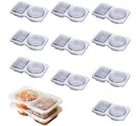 Gyrategirl 10PCS Double Compartment Condiment Containers Portable Reusable Snack Pack Containers with Lids Travel Disposable 2 Compartment Sauce Cheese Nut Containers for Dip Condiment Sampling