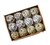 Gyrategirl 12 Pcs Velvet Christmas Ornaments Balls Flocked Christmas Tree Ball 3.15 Inch/8cm Leopard Animal Print Fabric Wrapped Balls Xmas Decorative Hanging Ornaments for Home Christmas Halloween