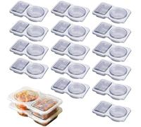 Gyrategirl 15PCS Double Compartment Condiment Containers Portable Reusable Snack Pack Containers with Lids Travel Disposable 2 Compartment Sauce Cheese Nut Containers for Dip Condiment Sampling