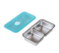 Gyrategirl 2 Pack Snack Box with 2 Compartments Stainless Steel Food Containers with Lids Food Storage Meal Prep Containers 2 Divided Metal Bento Lunch Box for School Work