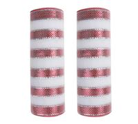 Gyrategirl 2 Rolls Deco Mesh Ribbon Rolls for Wreath Making Colorful Poly Metallic Foil Mesh Ribbons DIY Crafts for Wedding Easter Halloween Thanksgiving Christmas Wreath Decorations, 26cm x 30Ft