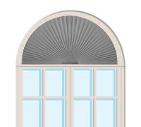 Gyrategirl Arch Window Shade Easy to Cut and Install Self Adhesive Pleated Shades Light Filtering Fabric Blinds Half Circle Room Darkening Shades Arched Window Cover for Living Room Bathroom Kitchen