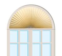 Gyrategirl Arch Window Shade Easy to Cut and Install Self Adhesive Pleated Shades Light Filtering Fabric Blinds Half Circle Room Darkening Shades Arched Window Cover for Living Room Bathroom Kitchen