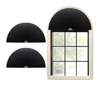 Gyrategirl Arch Window Shades Half Circle, 2PCS Pleated Semi Circle Half Moon Arched Window Shade Light Filtering Easy to Cut Self Adhesive Window Blinds Half Circle Window Covering for Living Room