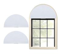 Gyrategirl Arch Window Shades Half Circle, 2PCS Pleated Semi Circle Half Moon Arched Window Shade Light Filtering Easy to Cut Self Adhesive Window Blinds Half Circle Window Covering for Living Room