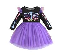 Gyrategirl Baby Girls First Halloween Skeleton Costume Pumpkin Ghost Long Sleeve Tulle Tutu Dress Gifts Clothes Set Outfit for Toddler Girl Ages 9 Months to 5 Years
