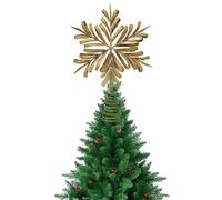 Gyrategirl Christmas Tree Topper Gold Glitter Hollow Star Xmas Decorations Shatterproof Glitter Christmas Tree Ornament for Indoor Outdoor Decor, 22x33cm