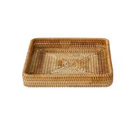 Gyrategirl Rattan Serving Tray - Woven Rectangle Handwoven Wicker Basket Organizer for Home Decorative Storage, Tabletop Breakfast Drinks Snack Fruit Storage Platter