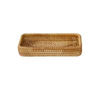 Gyrategirl Rattan Serving Tray - Woven Rectangle Handwoven Wicker Basket Organizer for Home Decorative Storage, Tabletop Breakfast Drinks Snack Fruit Storage Platter