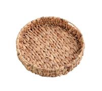 Gyrategirl Round Grass Woven Tray,Hand-Weaving Natural Water Hyacinth Serving Trays Storage Baskets Home Decor Organizer Tray for Breakfast, Candy, Snack, Fruit,Arts and Crafts Shallow Decor Trays