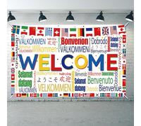Gyrategirl Welcome Banner Flags of The World International Flags Decorations 70.8 x 43.3 Inches World Flags Sign Multicultural Backdrop Party Supplies for Indoor Outdoor Home Sports Events Decor